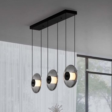 Nova Luce Ballet - Hängelampe - 85 x 169 x 26 cm - 24W dimmbar LED inkl. - sand schwarz und rauchgrau