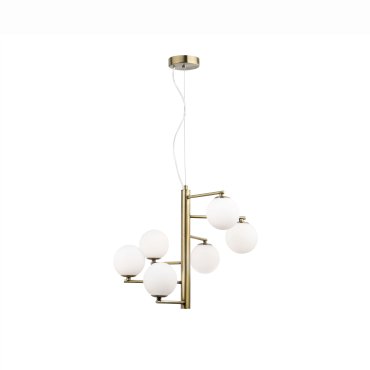 Nova Luce Agrigento - Pendelleuchte - Ø 45 x 150 cm - Opal und antikes Messing
