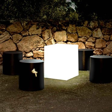 New Garden Cuby 53 - Außen-Tischleuchte mit Kabel - 43 x 43 x 53 cm - 7W LED inkl. - IP65 - weiß