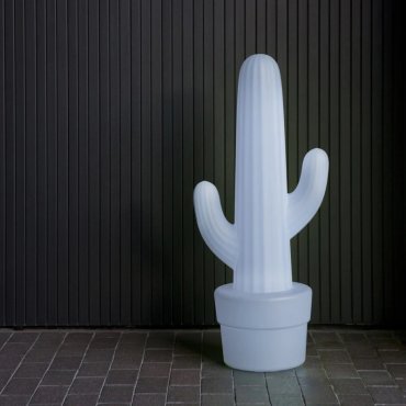 New Garden Kaktus - wiederaufladbare Stehleuchte mit Fernbedienung - 44 x 31 x 100 cm - IP65 - weiß - RGB + kaltweiße Lichtfarbe