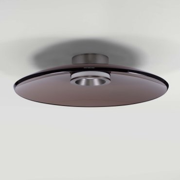 Nova Luce Esti - deckenleuchte - Ø 50 x 10,6 cm - 33W dimmbar LED inkl. - gebürstetes nickel und dunkelbraunes Glas