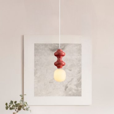 Nova Luce Clio - Hängelampe - Ø 18 x 215 cm - rot, weiß und Opalglas