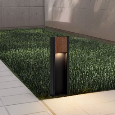 Nova Luce Kioo - Gartenleuchte - 14 x 50 x 8 cm - 11W LED inkl. - IP65 - Sand schwarz und Holz