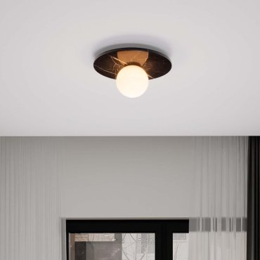 Nova Luce Idor - deckenleuchte - Ø 30 x 15,5 cm - schwarzer Marmor und Opalglas