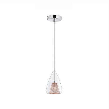 Nova Luce Hugo - Hängeleuchte - Ø 16,5 x 120 cm - Roségold und Chrom