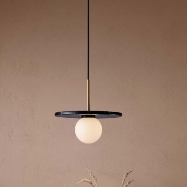 Nova Luce Idor - Hängelampe - Ø 30 x 185 cm - schwarzer Marmor und Opalglas