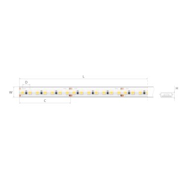 KLUS LED Streifen - 1,07 cm breit, 500 cm Länge - 24Vdc - dimmbar - 5W pro Meter - 140 LEDs pro Meter - IP65 - nur kompatibel mit ausgewählten KLUS Profilen - 3000K