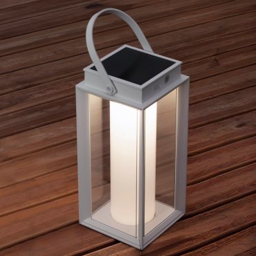 Nova Luce Verhal - tragbare Solar-Tischleuchte mit USB-Anschluss - 16 x 47,5 x 16 cm - 2W dimmbare LED inkl. -  IP54 - Sand Weiß