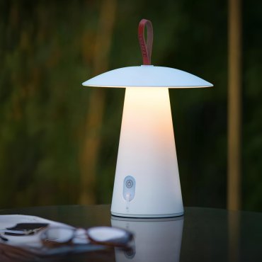 Lucide La Donna - Außen-Tischleuchte mit USB-Anschluss - Ø 19,7 x 29,2 cm - 3 Stufen dimmbar - 2W LED inkl. - IP54 - weiß