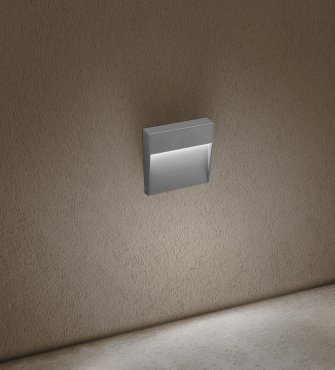 Century Italia Paseo - Außenwandleuchte - 10,5 x 10,5 x 2,4 cm - 4W LED inkl. - IP54 - grau