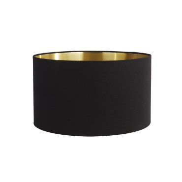 Searchlight Velvet Drum - Lampenschirm - Ø 40 x 24 cm - schwarz und gold