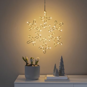 Konstsmide Weihnachtsbeleuchtung - dekorative Schneeflocke - 48 x 0,5 x 46,5 cm - silber