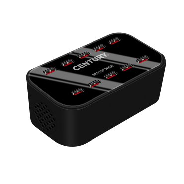 Century Italia Multipower - Ladestation mit 10 USB-Anschlüssen - 15 x 7,5 x 5,5 cm - schwarz