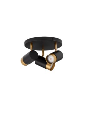 Nova Luce Pogno - Aufbaustrahler 3L - Ø 22 x 14 cm - Sand schwarz und gold