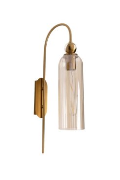 Maxlight Campanila - Wandanbauleuchte - 22 x 56 cm - Messing und Braunglas