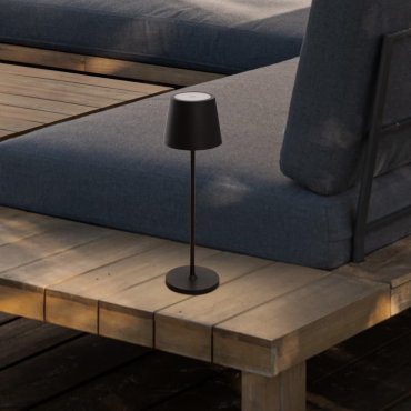 Nova Luce Seina - wiederaufladbare Tischleuchte - Ø 11,4 x 39,5 cm - 2W dimmbare LED inkl. - IP54 - Sand schwarz