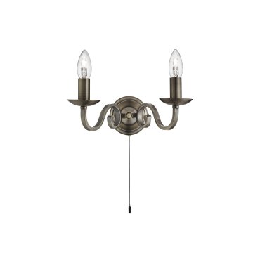 Searchlight Richmond - Wandleuchte mit Zugschalter - 30 x 16 cm - Messing antik