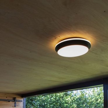 Lutec Goleta - Außen-Deckenleuchte - Ø 30 x 6,3 cm - 24,3W dimmbare LED inkl - 3000K bis 5000K - IP54 - mattschwarz