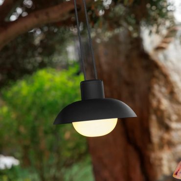 New Garden Syros - Hängeleuchte mit wiederaufladbarem Akku und Fernbedienung - Ø 20 x 9,5 cm - 9W dimmbare LED inkl. - IP54 - anthrazit