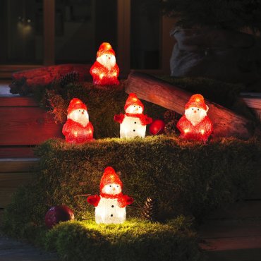 Konstsmide Weihnachtsbeleuchtung - 5 dekorative Schnee- und Weihnachtsmänner - 7 x 13 x 400 cm - IP44 - rot und weiß