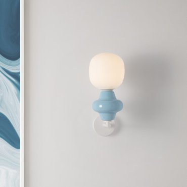 Nova Luce Clio - wandleuchte - Ø 15 x 37 cm - blau und Opalglas