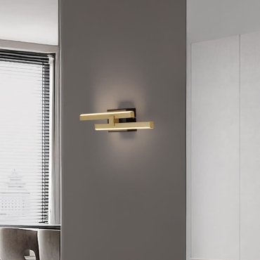 Nova Luce Amica - Wandleuchte - 6 x 8 x 53,5 cm - 12W dimmbar LED inkl. - sand schwarz und gold