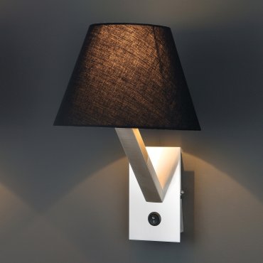 Maxlight Orlando - Wandleuchte - Ø 22 x 30 cm - schwarz und gebürstetes Metall