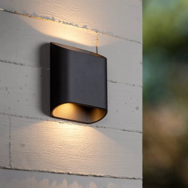 Lucide Atila - Außenwandleuchte - 16 x 6,4 x 18 cm - 2 x 5W dimmbare LED inkl - IP65 - schwarz