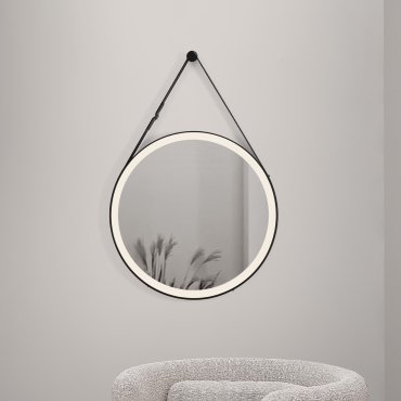 Nova Luce Rems - Spiegel mit Beleuchtung - Ø 64 x 85 x 4 cm - 29W LED inkl. - IP44 - sand schwarz