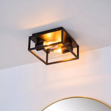 Lucide Carlyn - Deckenleuchte - 25 x 25 x 12,6 cm - IP54 - schwarz