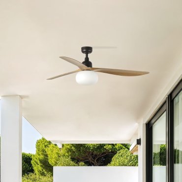 Faro Outwood L - deckenventilator mit licht - Ø 150 cm - IP44 - dunkelbraun und eiche