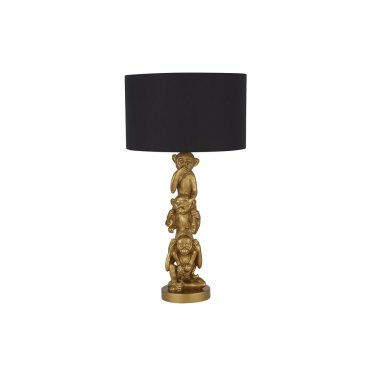 AUSSTELLUNGSSTÜCK - Searchlight 3 Wise Monkey - Tischleuchte - Ø 28 x 51,5 cm - schwarz/gold