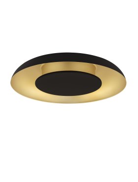 Nova Luce Epos - Deckenleuchte - Ø 40 x 6 cm - 24W dimmbar LED inkl. - Sand schwarz und gebürstetes gold