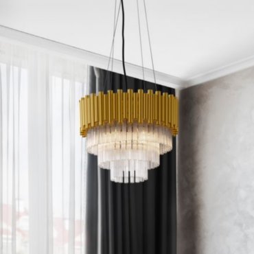 Nova Luce Magnolia - hängeleuchte - Ø 40 x 120 cm - gold