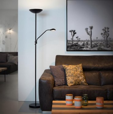 Lucide Zenith - Stehleuchte mit Leselicht - 180 cm - 20W + 4W dimmbare LED inkl - schwarz