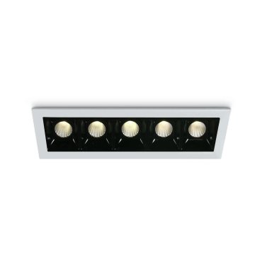 ONE Light Shop Square Boxen - Einbaustrahler - 146 x 45 mm, 137 x 36 mm Einbaumaß - 5 x 2W dimmbare LED inkl. - weiß