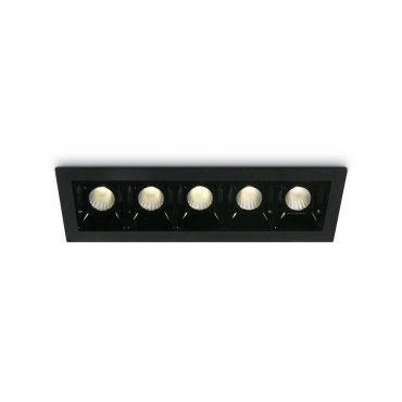 ONE Light Shop Square Boxes - Einbaustrahler - 146 x 45 mm, 137 x 36 mm Einbaumaß - 5 x 2W dimmbare LED inkl. - schwarz