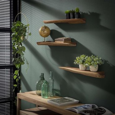 Vico Natural Edge - Wandregal 3er-Set - 60 x 13 x 4 cm - Akazienholz