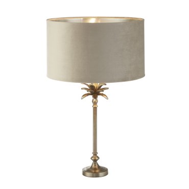 Searchlight Palm - Tischleuchte - Ø 38 x 65 cm - antik nickel und taupe