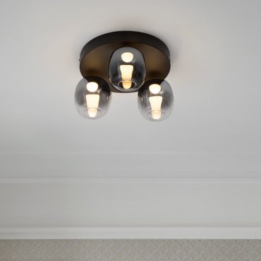 Nova Luce Kita - deckenleuchte - Ø 36 x 21 cm - 16W LED inkl. - Sand Schwarz und rauchglas