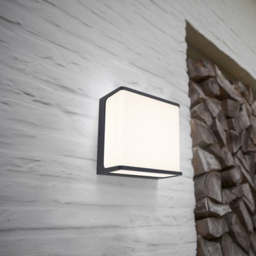 Lutec Doblo - Außenwandleuchte - 15 x 15 x 8 cm - 19,1W LED inkl. - IP54 - dunkelgrau