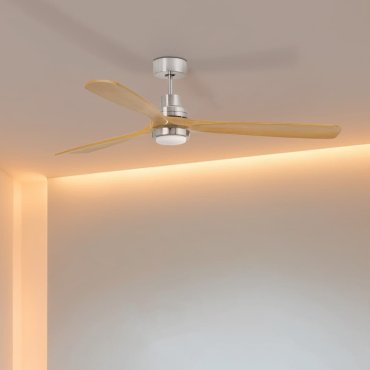 Faro Lantau L - Deckenventilator mit Licht - Ø 132 cm - Nickel matt und Kiefer