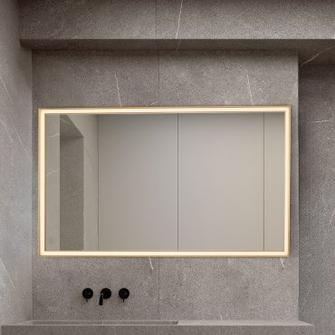Nova Luce Ambor - Spiegel mit Beleuchtung - 70 x 120 x 5,5 cm - 49W LED inkl. - IP44 - Eloxiertes Gold