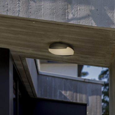 Lutec Sweep - Außen-Deckenleuchte - Ø 26 x 5,5 cm - 23,5W LED inkl. - IP54 - dunkelgrau