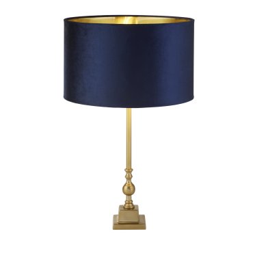 Searchlight Whitby - Tischleuchte - Ø 40 x 67 cm - Messing antik, gold und marineblau