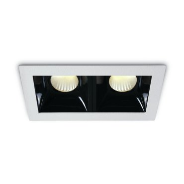 ONE Light Medium Shop Square Boxen - Einbaustrahler - 115 x 62 mm, 108 x 57 mm Einbaumaß - 2 x 6,5W dimmbare LED inkl. - weiß