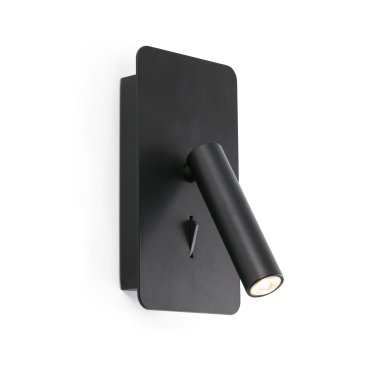 Faro Suau - Wandleuchte mit Schalter - 9,5 x 14 x 17 cm - 3W LED inkl. - mattschwarz