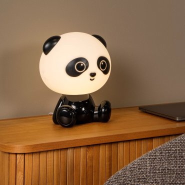 Lucide Dodo Panda Bär - Kinderlampe - 26 cm - 3W dimmbare LED inkl. - schwarz und weiß