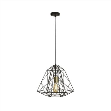 Searchlight Geometric Cage - Pendelleuchte - Ø 39 x 150 cm - schwarz