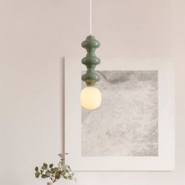 Nova Luce Clio - Hängelampe - Ø 18 x 240 cm - grün und Opalglas